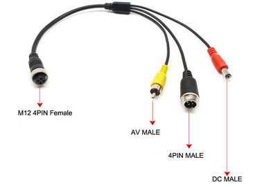 Aksesoris DVR, Adaptor Mikrofon eksternal 4 Pin Female Aviation Plug ke 4pin male + RCA + DC