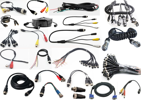 Sesuaikan DVR Aksesoris M12 4pin Wanita / Pria Ke RCA / BNC DC Konektor / Adaptor Kabel