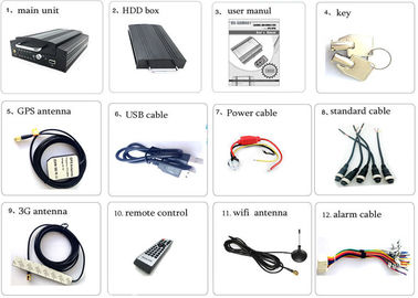 Anti-getaran HDD Keamanan 3G multi-fungsi Mobile DVR 4CH Untuk Bus / Truk