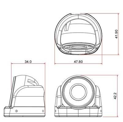Ukuran mini 1080P HD IP69K waterproof Truck Sideview AHD Car Dome Kamera untuk bus