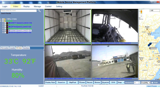 4G Online Video SD card mobile dvr GPS Tracking Solusi Pemantauan Suhu Untuk Truk Pendinginan