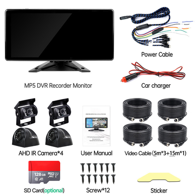 Sistem DVR Mobil AI BSD Alarm 360° 4CH 10.36 Inch Monitor Dengan Perekam untuk Truk