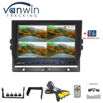 7 inci AHD LCD Screen 4-Channel Quad SD Card AHD Kendaraan LCD Monitor Mobil Dengan Kamera 1080P