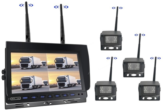 10 Inch Quad Split 4ch AHD Wireless 1080P Mobil Kembali Kamera Monitor Kit