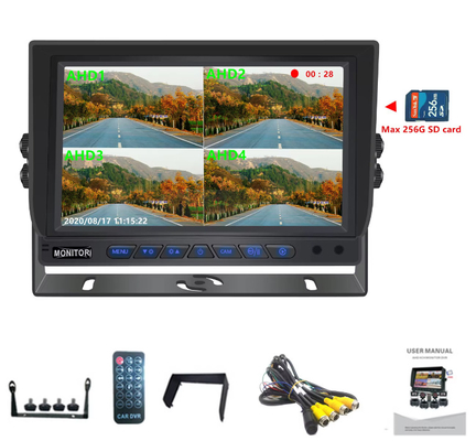 Hot Sale 9 inci 1024*600 AHD Quad Display Mobil Truk Sistem Kamera Keamanan Dengan Fungsi Rekaman