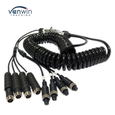 Mobil Video Penerbangan Spring Wire Trailer Connector Wire 4-Pin/RCA Spiral Extension Curled Cable