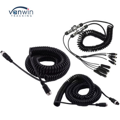 Mobil Video Penerbangan Spring Wire Trailer Connector Wire 4-Pin/RCA Spiral Extension Curled Cable