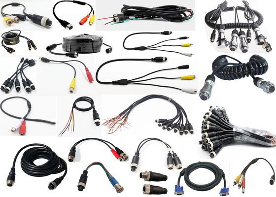 Mobil Video Penerbangan Spring Wire Trailer Connector Wire 4-Pin/RCA Spiral Extension Curled Cable