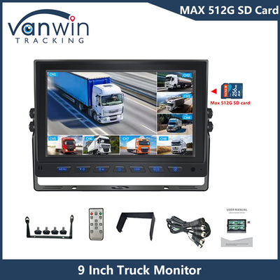 9 Inch 8 Channel AHD Monitor Video 1080P Mobil LCD IPS Monitor untuk Bus Truk Trailer