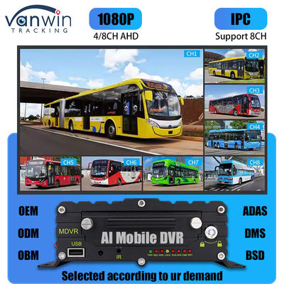 8CH AI ADAS DMS BSD Mobile DVR HDD MDVR 2TB Dukungan Platform Pelacakan Kendaraan Kendaraan DVR