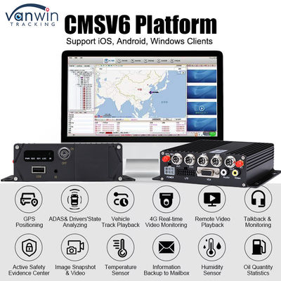 CMSV6 4CH Dual SD Card DVR DVR 4G GPS Pemantauan Waktu Nyata Pengawasan Video MDVR
