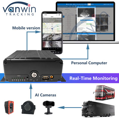 8CH AI Mobile DVR Dengan ADAS DMS BSD 4G Dan GPS Kotak Hitam Kendaraan Untuk Keamanan Kendaraan