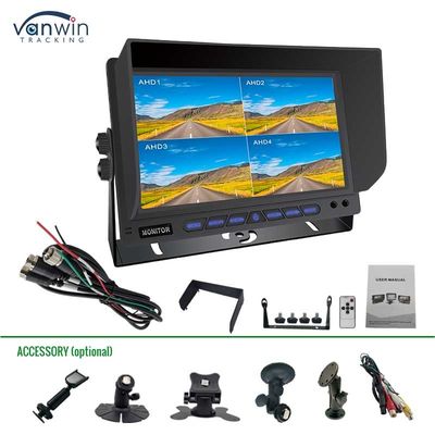 AHD/CVBS Multiple Video Mixed Input 4 Channel 7 Inch Split Display Car Monitor Untuk Kendaraan