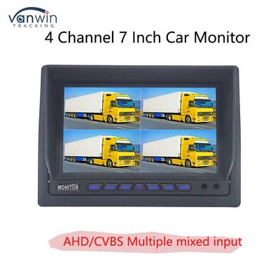 AHD/CVBS Multiple Video Mixed Input 4 Channel 7 Inch Split Display Car Monitor Untuk Kendaraan