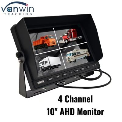 Hitam High Definition 4 Channel Car Monitor 7 "9" 10" Ukuran Opsional Untuk Berbagai Kendaraan Sistem PAL / NTSC
