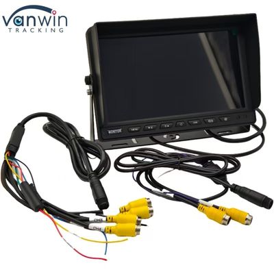 Hitam High Definition 4 Channel Car Monitor 7 "9" 10" Ukuran Opsional Untuk Berbagai Kendaraan Sistem PAL / NTSC