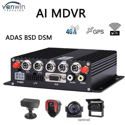 4 Channel ADAS DSM Car DVR dengan 4G GPS AHD Camera SD Card Video Recorder untuk Pelatihan Mengemudi Mobil Mobile DVR untuk Bus Truk
