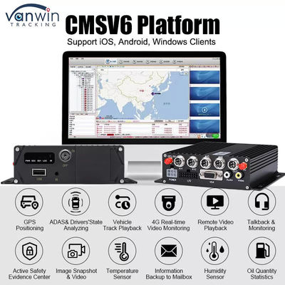 5G GPS Vehicle Tracker 4 Channel SD Card MDVR Untuk Taxi Bus Van Dukungan Layanan OEM