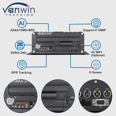 1080P 4CH HDD DVR 5G GPS Tracker Vehicle Monitoring System Untuk Keamanan Armada