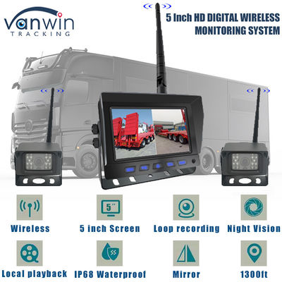 5 inci Wireless HD Digital DVR dengan Quad-Split Display untuk Truck Reverse Safety Monitoring