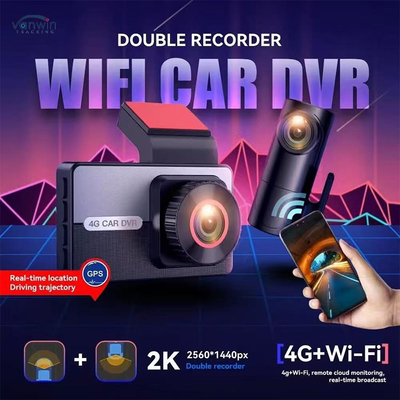 Kamera Dasbor GPS Lensa Ganda SIM Card 4G 2K Canggih Penglihatan Malam Fungsi Perekaman Loop WDR Kompatibel Mobil VW Cerdas Android IPS