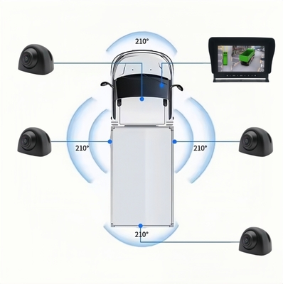 Sistem Kamera Truk Tugas Berat 3D Surround View 360 Derajat Deteksi Titik Buta AI untuk Truk Bus RV Bantuan Mundur Mobil