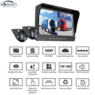 Perekam video mobil Sistem BSD 7 Inci Sistem Mundur Rear View Truk DVR Dash Camera DVR Parkir Depan dan Belakang untuk Truk