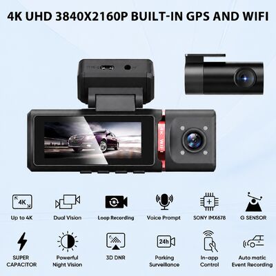 4K Advanced Assisted Driving Dashcam GPS ADAS DMS Dengan Dukungan WIFI Untuk Pemantauan Parkir