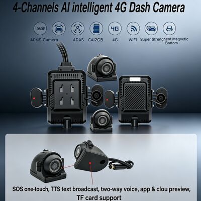 24V 4CH AI Dash Cam Kit Kamera Keamanan Kendaraan DVR dengan DMS ADAS BSD Kamera Sisi untuk Truk / Bus