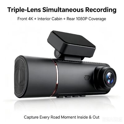 3 Channel HD DVR Dash Cam 4G 4K Depan 1080P Kabin Belakang Pelacakan GPS ADAS DMS 24/7 Parking Monitor untuk Keamanan Armada