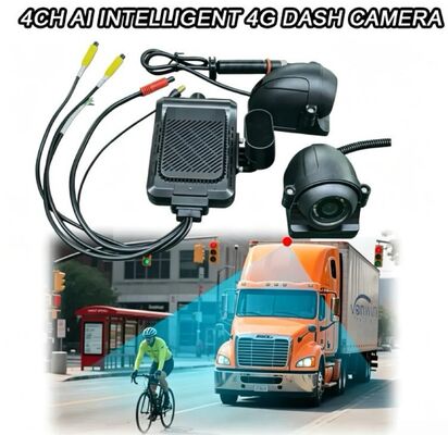 Front dan Rear Dash Cam 4CH ADAS DMS Auto Video Recorder Dengan 4G GPS WIFI Kamera Magnetik untuk Truk