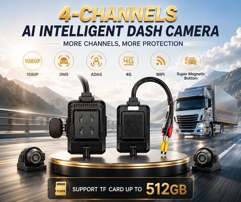 24V 4CH AI Dash Cam Kit Kamera Keamanan Kendaraan DVR dengan DMS ADAS BSD Kamera Sisi untuk Truk / Bus