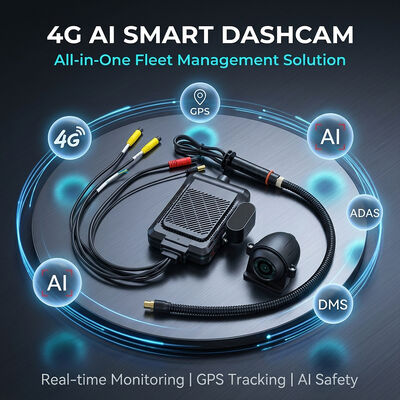 Smart 4G Dash Recorder dengan AI Video Telematics GPS WiFi & SOS Panic Button untuk keamanan armada