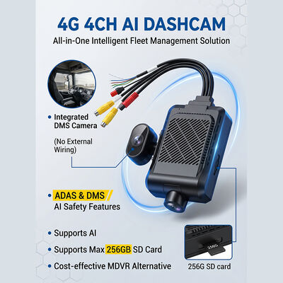 Heavy Duty Truck 4G Dash Recorder dengan ADAS BSD - GPS Telematics Fleet Camera dengan tombol SOS Panic