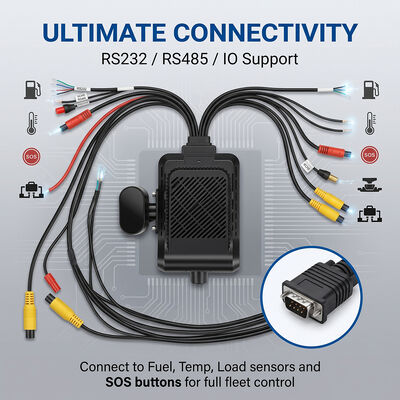 Sistem Dashcam Kendaraan Komersial 4G - Pelacak WiFi GPS Anti-Pencurian dengan Dukungan Periferal I/O RS232