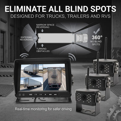 Sistem Kamera Cadangan Nirkabel Digital 9 "Monitor Layar Sentuh Nol Penundaan Kit Sinyal Jarak Jauh Ekstra untuk Trailer Perjalanan Motorhome