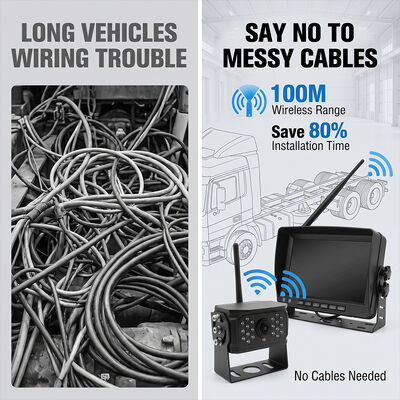 Sistem Kamera Cadangan Nirkabel Digital 9 "Monitor Layar Sentuh Nol Penundaan Kit Sinyal Jarak Jauh Ekstra untuk Trailer Perjalanan Motorhome