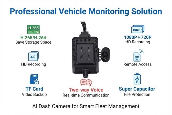 4-Channel AI Intelligent 4G Dash Camera, ADAS + DMS + BSD Active Safety,1080P + 720P Rekaman untuk Taksi
