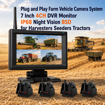 4CH 720P Dashcam Nirkabel untuk Truk, RV & Bus – Alarm BSD IPS 7", Dudukan Magnetik, Dapat Diisi Ulang, Plug-and-Play, Dapat Diperluas 1-4CH