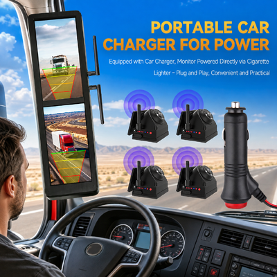 Cermin Spion Elektronik Nirkabel Layar Sentuh 15,88 Inci dengan 4 Kamera Magnetik Tenaga Surya Layar Terpisah BSD untuk Truk Berat