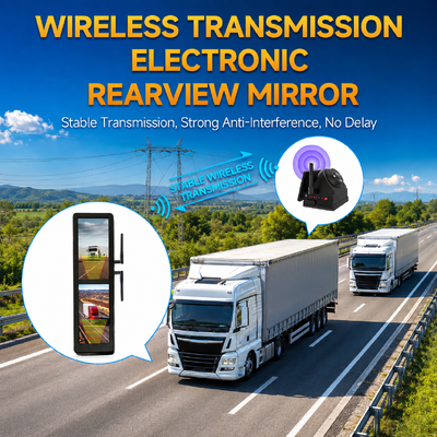 Cermin Spion Elektronik Nirkabel Layar Sentuh 15,88 Inci dengan 4 Kamera Magnetik Tenaga Surya Layar Terpisah BSD untuk Truk Berat