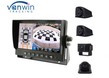 Monitor HD Car Tft Lcd IPS 7 Inches 360 ° Sekitar Bird View Cameras System 12 ~ 24V