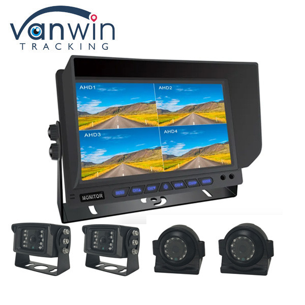 AHD 9Inch Quad Car Monitor Dengan Kamera Rekaman Video 4CH Quad TFT Monitor