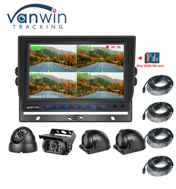 Hot Sale 9 inci 1024*600 AHD Quad Display Mobil Truk Sistem Kamera Keamanan Dengan Fungsi Rekaman
