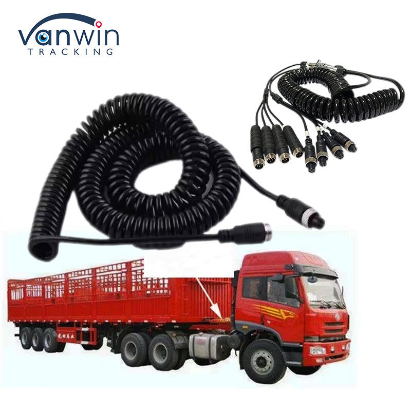 Mobil Video Penerbangan Spring Wire Trailer Connector Wire 4-Pin/RCA Spiral Extension Curled Cable