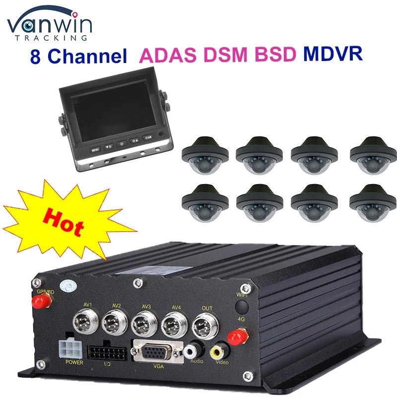 1080P H265 DUAL SD Card 8 Channel Mobile DVR dengan HDD Max 2TB untuk Taxi Trucks Vans
