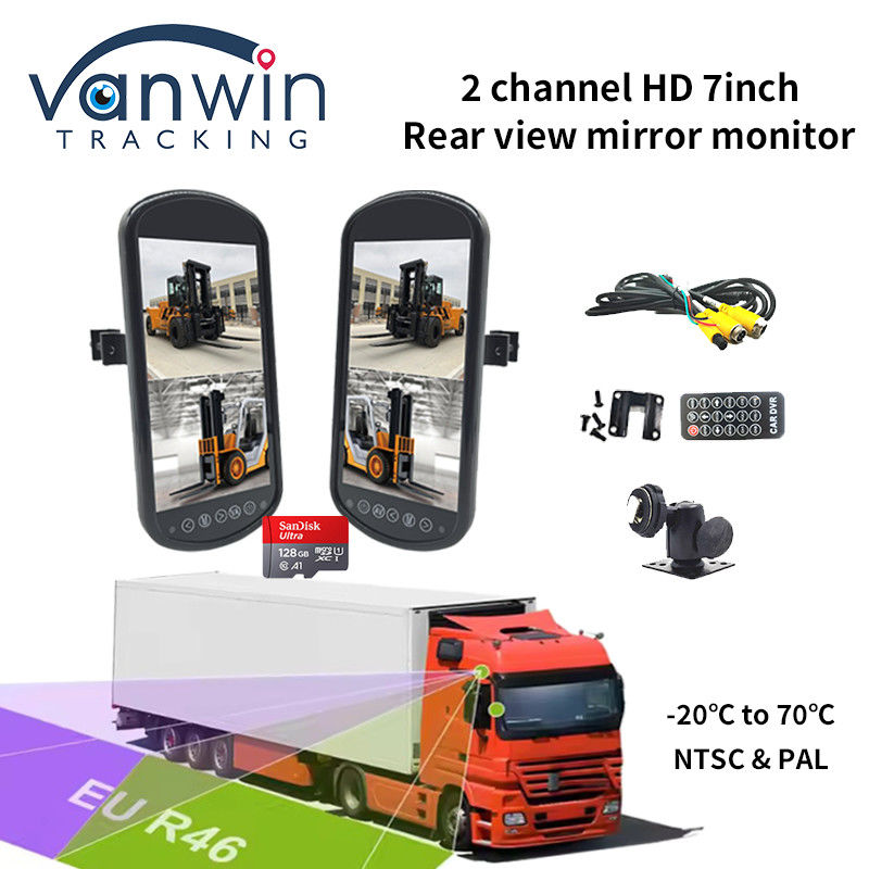 7 inci 2 Channel HD 1 Way Audio Input Car Monitor Rearview Mirror High Digital Panel Baru
