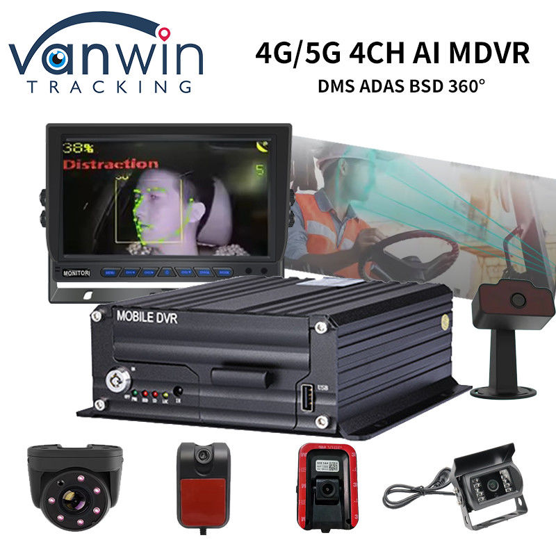DVR Seluler Bus Truk AI 4 Ch Dengan AI DSM ADAS BSD Mendukung GPS WIFI 4G 5G