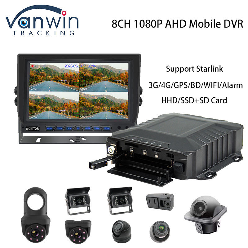 4G Starlink 1080P AHD 8 Channel Mobil CCTV MDVR GPS 4G WIFI Sistem Kamera DVR Seluler