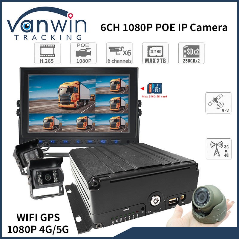 4G 6 Channel H. 265 HDD Mobil Mobile DVR Untuk Kamera Keamanan Kendaraan